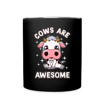 Vache bébé veau vaches Mignonne bande dessinée Kawaii - Mug uni - noir - Devant