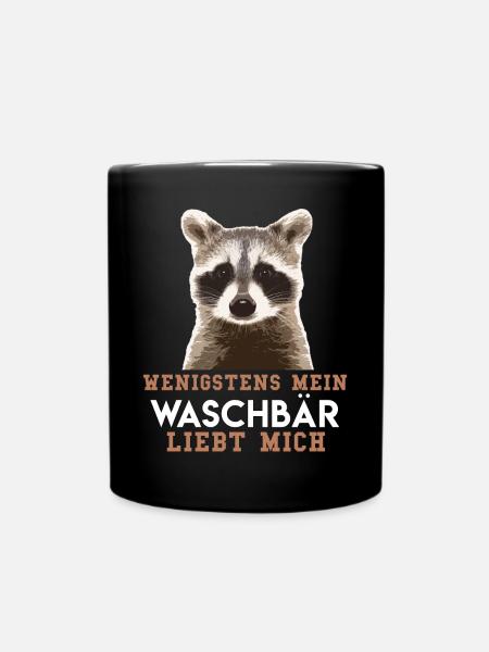 WENIGSTENS MEIN WASCHBÄR LIEBT MICH - Tasse einfarbig - Schwarz