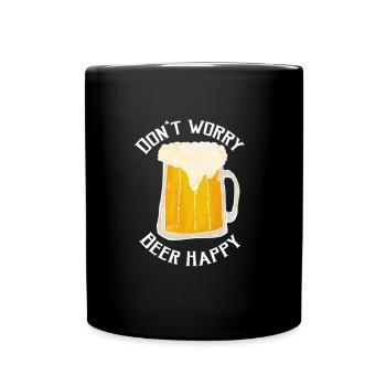 Bier Party - Freibier Shirt - Tasse einfarbig - Schwarz - Vorne