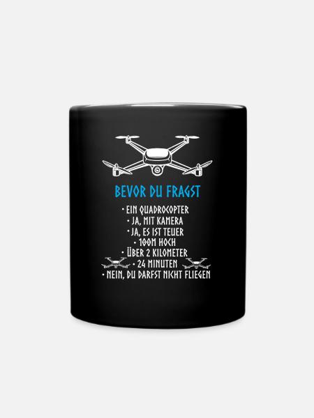 Drohne Design Pilot Modellbauer Quadrocopter - Tasse einfarbig - Schwarz