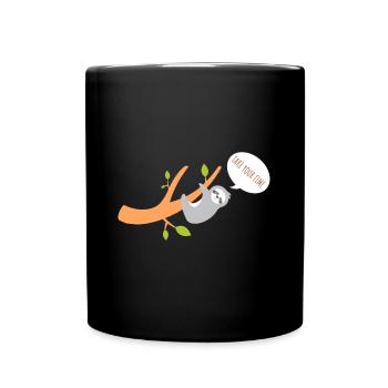 Sloth Lazy Tired Tree Hanging Funny - Full Colour Mug - black - Front