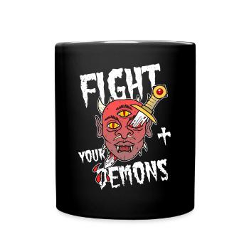 Demons evil devil tattoos oldschool gift - Full Colour Mug - black - Front