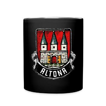 Hamburg Altona Wappen Flagge - Tasse einfarbig - Schwarz - Vorne
