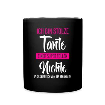 Stolze Tante - Nichte - Tasse einfarbig - Schwarz - Vorne