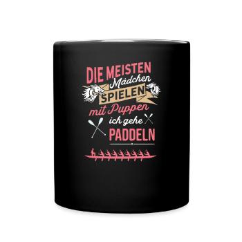 Mädchen spielen mit Puppen - Ich gehe Paddeln - Tasse einfarbig - Schwarz - Vorne