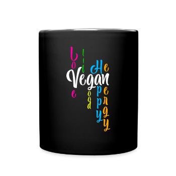 Vegan - Love Life Bonne Energie Heureuse - Mug uni - noir - Devant