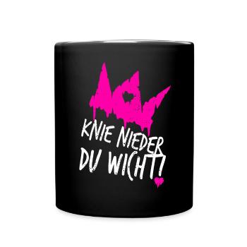 Prinzessin Krone Knie Nieder Böse Königin Lustig - Tasse einfarbig - Schwarz - Vorne