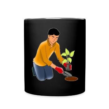 Gartenarbeit - Tasse einfarbig - Schwarz - Vorne