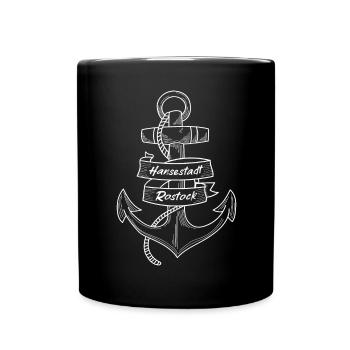 Anker - Hansestadt Rostock - Tasse einfarbig - Schwarz - Vorne