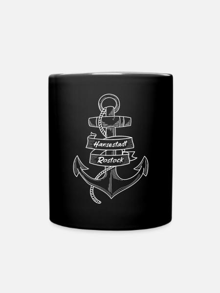 Anker - Hansestadt Rostock - Tasse einfarbig - Schwarz