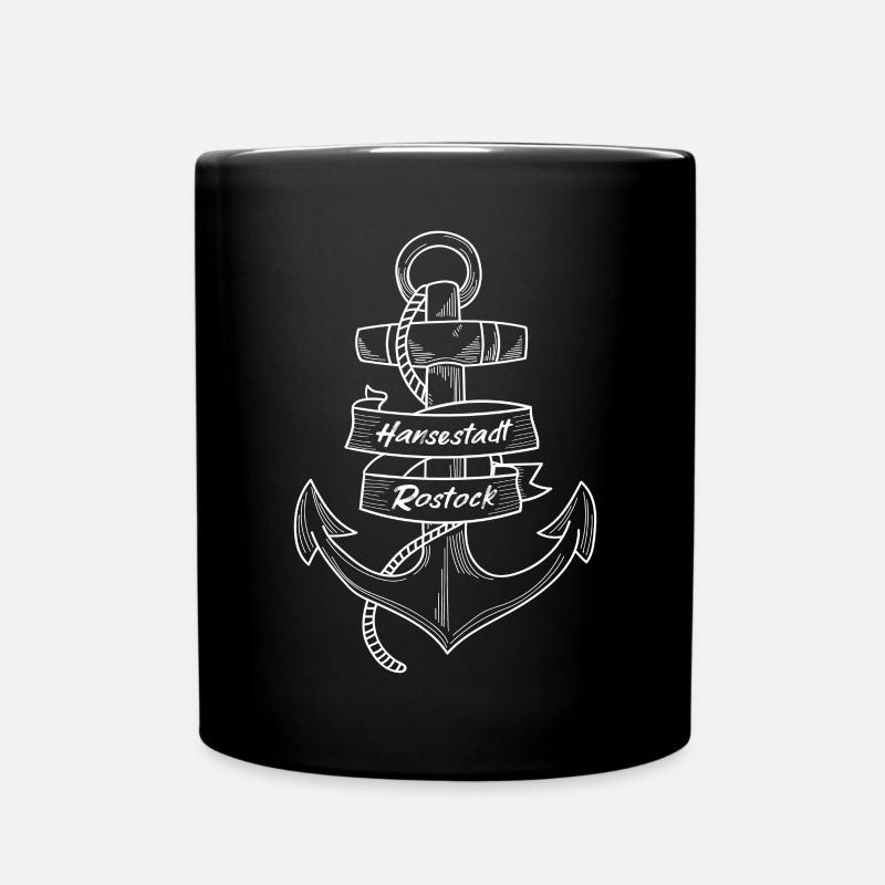 Anker - Hansestadt Rostock - Tasse einfarbig - Schwarz
