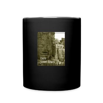 Face Your Fears Angkor Bayon Temple Cambodia - Full Colour Mug - black - Front