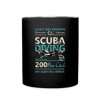 Diving vintage retro shark 200 bar club - Full Colour Mug - black - Front
