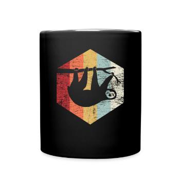 Faultier Retro - Tasse einfarbig - Schwarz - Vorne