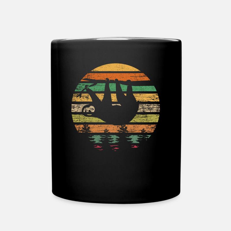 Retro Vintage Faultier - Tasse einfarbig - Schwarz