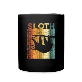 Faultier Tier Zoo Retro - Tasse einfarbig - Schwarz - Vorne