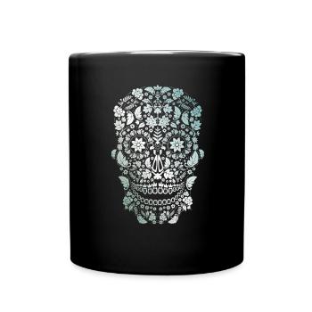 totenkopf tattoo party festival biker Halloween  - Tasse einfarbig - Schwarz - Vorne