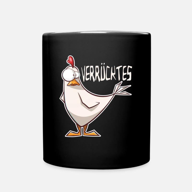 Verrücktes Huhn Lustig Hühner Bauer Crazy Geschenk - Tasse einfarbig - Schwarz
