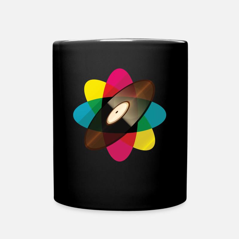 Vintage Vinyl Schallplatte Retro Farben Geschenk - Tasse einfarbig - Schwarz