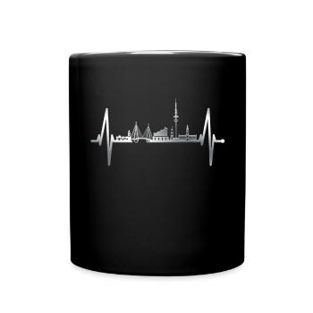 Hamburg Herzschlag Skyline Hamburger Hafen Silber - Tasse einfarbig - Schwarz - Vorne