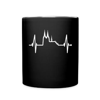 Cologne Heartbeat Skyline Cologne Cathedral Heart For Kölle - Full Colour Mug - black - Front
