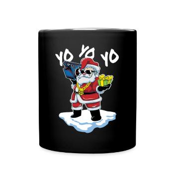Santa Claus Hip Hop Rapper Yo Yo Yo Funny - Full Colour Mug - black - Front