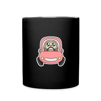 Eule Auto - Tasse einfarbig - Schwarz - Vorne