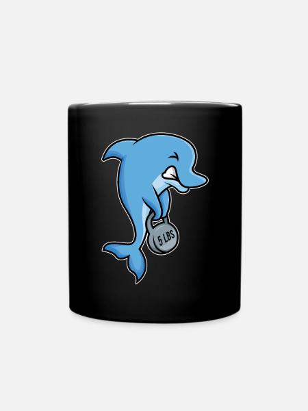 Gewichtheber-Delfin - Tasse einfarbig - Schwarz