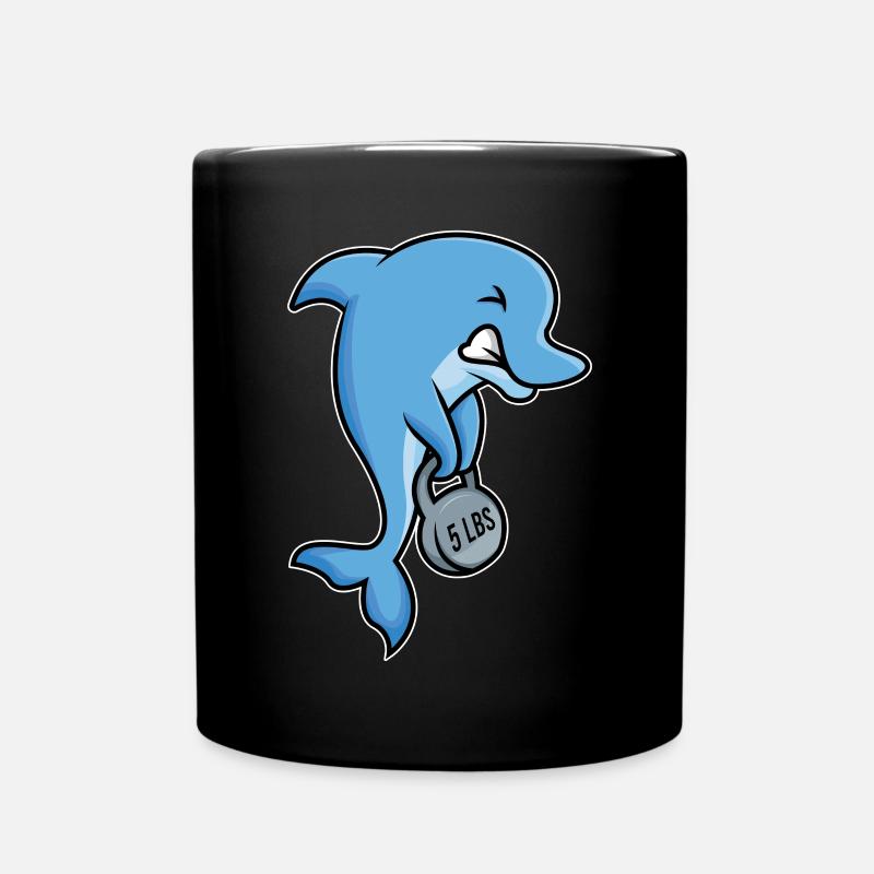 Gewichtheber-Delfin - Tasse einfarbig - Schwarz