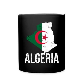 Algerian flag in map design - Full Colour Mug - black - Front