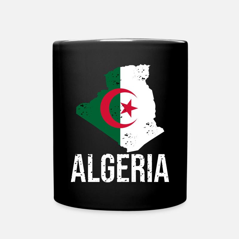 Algerische Flagge im Karten-Design - Tasse einfarbig - Schwarz