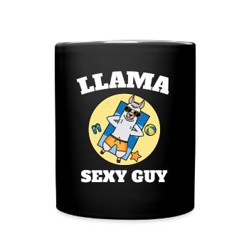 Llama Spiritual Man | Cute and Funny Llama Gift, - Full Colour Mug - black - Front