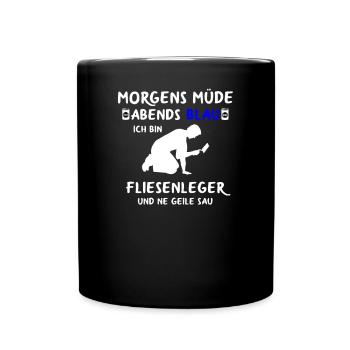 Fliesenleger Handwerker Geburtstag Geschenk Lustig - Tasse einfarbig - Schwarz - Vorne