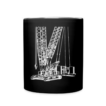 Caterpillar grue sur chenilles blanc 1600 600 - Mug uni - noir - Devant