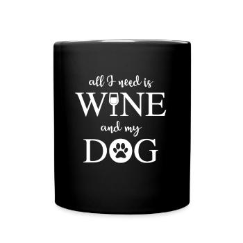 Wine Dog Wine Dog - Dog Lover Dog Mum - Full Colour Mug - black - Front