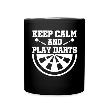 Keep Calm And Play Darts - Tasse einfarbig - Schwarz - Vorne
