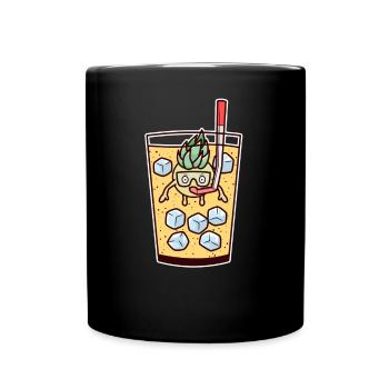 Cocktail Pina Colada Ananas Diving Verre Plongée - Mug uni - noir - Devant