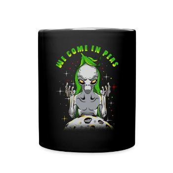 Alien Aliens We Come In Peas Gift - Full Colour Mug - black - Front