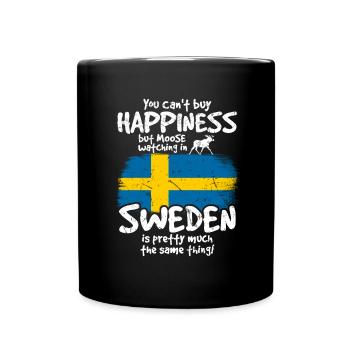 Schweden Elch Glück - Tasse einfarbig - Schwarz - Vorne