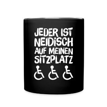 Lustiges Rollstuhlfahrer Design Geschenkidee - Tasse einfarbig - Schwarz - Vorne