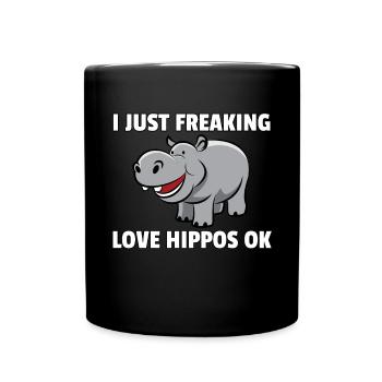 Hippo Nilpferd Flusspferd Safari Lustiges Süßes - Tasse einfarbig - Schwarz - Vorne