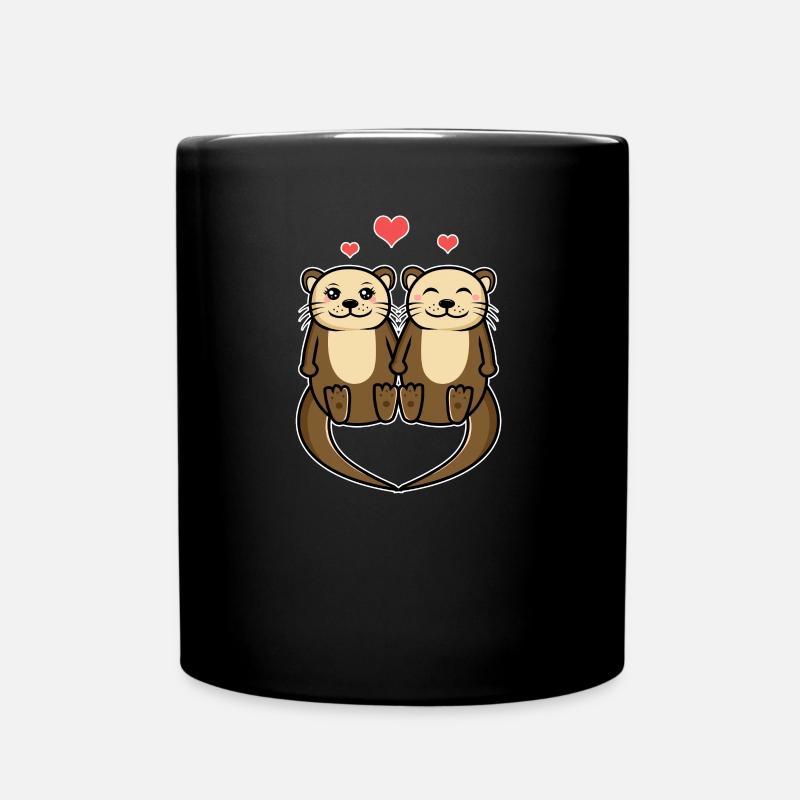 Otter Pärchen Otter Liebhaber - Tasse einfarbig - Schwarz