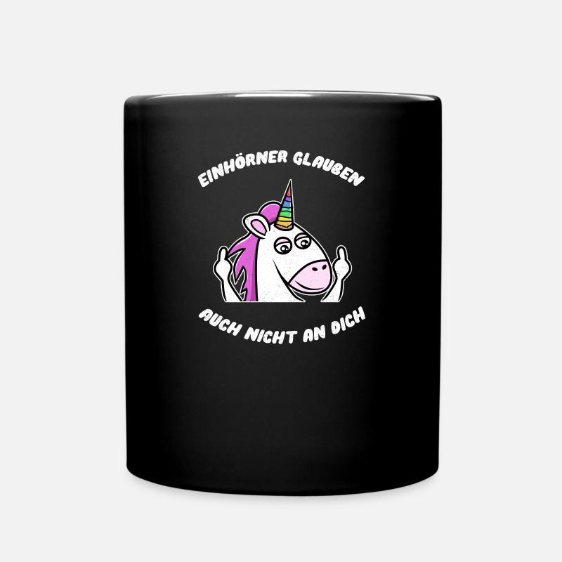 Mittelfinger Einhorn Einhorn Party - Tasse einfarbig - Schwarz