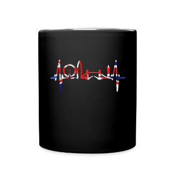 London Heartbeat Skyline England Heart Union Jack - Full Colour Mug - black - Front