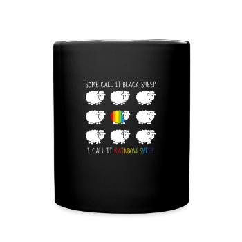 LGBT Rainbow Sheep Regenbogenschaf CSD - Tasse einfarbig - Schwarz - Vorne