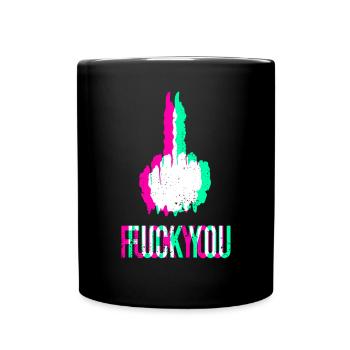 Va te faire foutre l'effet du majeur - Mug uni - noir - Devant