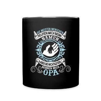 Grandpa Grandchild T-Shirt The most important things call me OPA - Full Colour Mug - black - Front