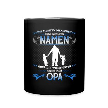 Grandpa Grandchild T-Shirt The most important things call me OPA - Full Colour Mug - black - Front