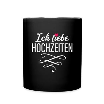 Ich Liebe Hochzeiten - Herz - Tasse einfarbig - Schwarz - Vorne