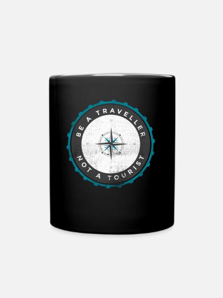 Weltreise Weltkarte Kontinent Urlaub Geschenk - Tasse einfarbig - Schwarz
